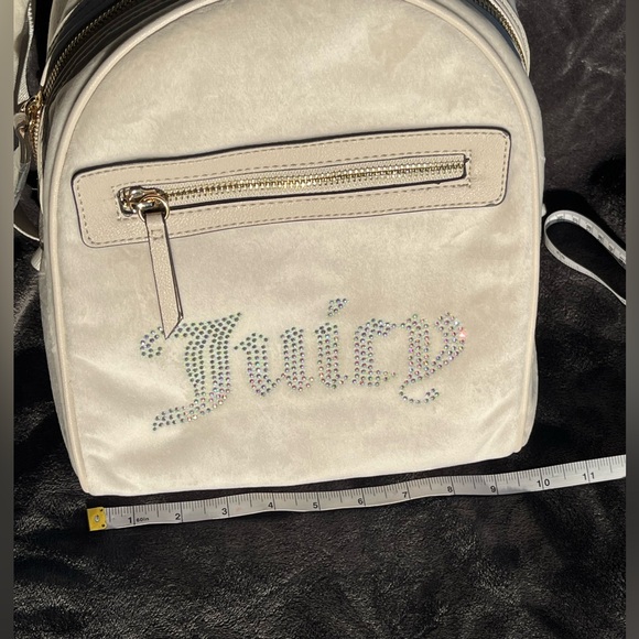 Juicy Couture velvet backpack. Ivory w/rhinestone logo. Ivory. NWT. Great gift. - Picture 13 of 16
